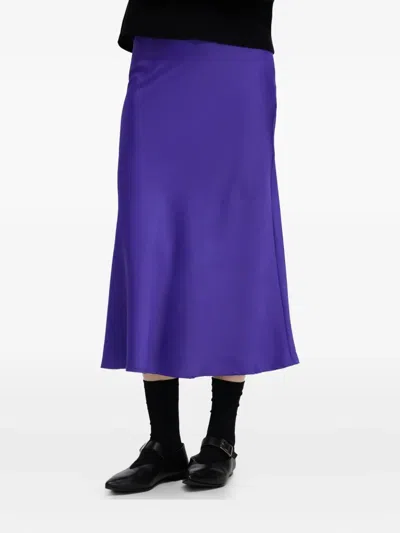 Selected Smooth Midi Skirt In Purple