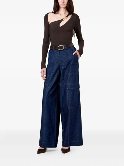 Nicholas Falda Cut-out Ribbed Top In Brown