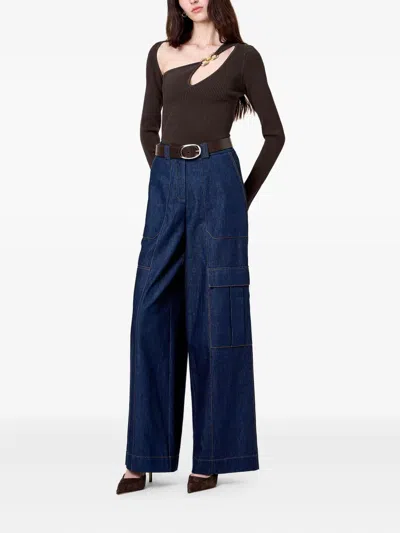 Nicholas Falda Cut-out Ribbed Top In Brown