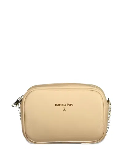 Patrizia Pepe Leather Shoulder Bag In Neutral