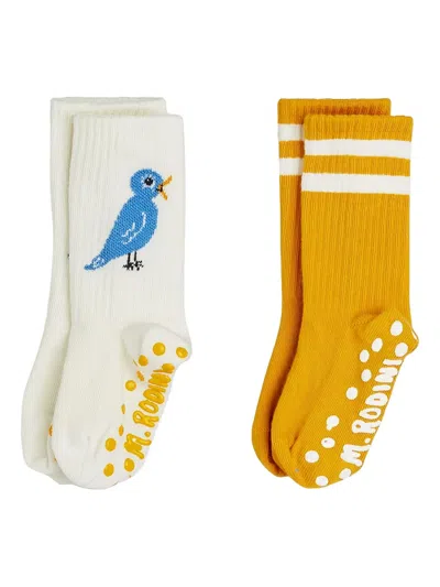 Mini Rodini Bird Striped Socks (pack Of Two) In Multi