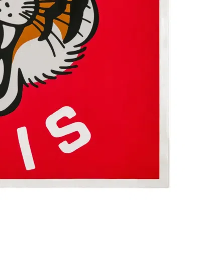 Kenzo Lucky Tiger Scarf In Red