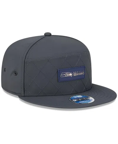 New Era Men's Charcoal Seattle Seahawks 2025 Sideline Cold Weather Split Panel 9fifty Snapback Hat In Black