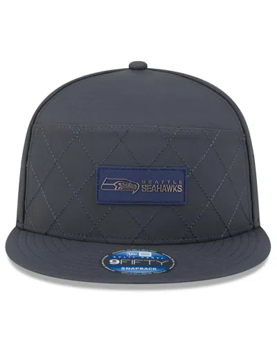 New Era Men's Charcoal Seattle Seahawks 2025 Sideline Cold Weather Split Panel 9fifty Snapback Hat In Black
