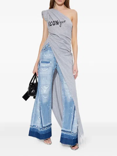 Dsquared2 One-shoulder Split Dress In Gray