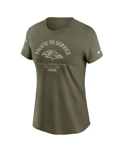 Nike Women's Olive Baltimore Ravens 2025 Salute To Service Sideline T-shirt In Green