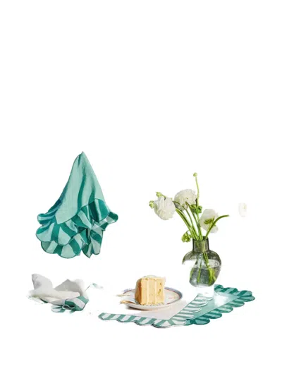 Misette Jardin Scalloped Double-sided Placemats (set Of Four) In Green