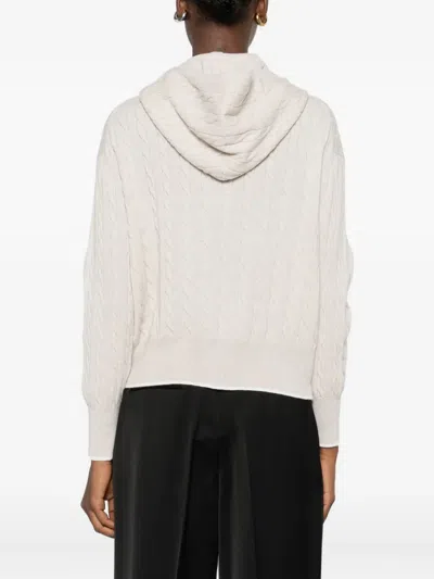 绞花针织拉链开合连帽衫