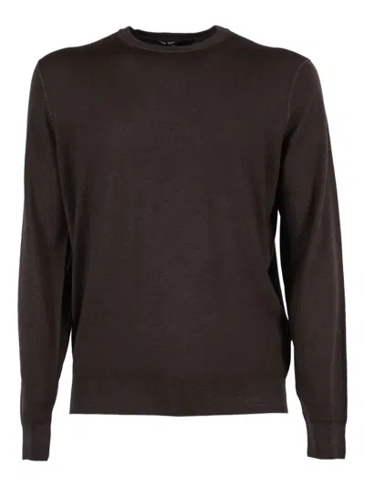 Filippo De Laurentiis Crew-neck Wool Sweater In Brown