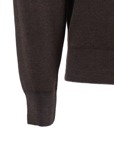 Filippo De Laurentiis Crew-neck Wool Sweater In Brown