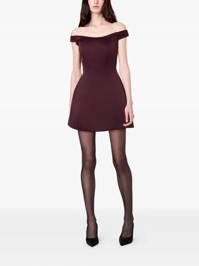 Nicholas Lilly Seamed Off-shoulder Mini Dress In Purple