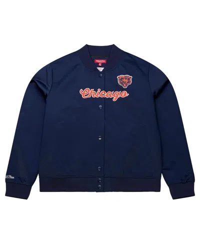 Mitchell & Ness Women's Navy Chicago Bears Full-snap Satin Jacket In Blue