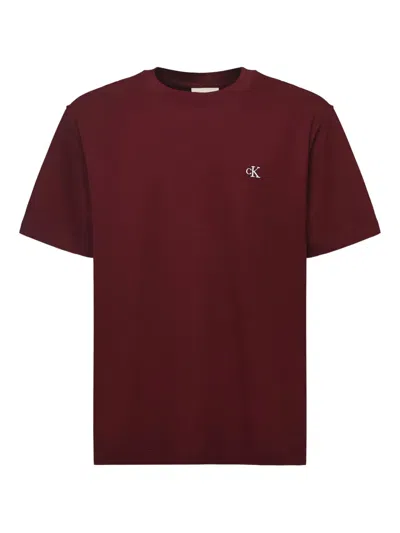 Calvin Klein Short-sleeves Crew-neck T-shirt In Red