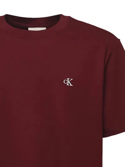 Calvin Klein Short-sleeves Crew-neck T-shirt In Red