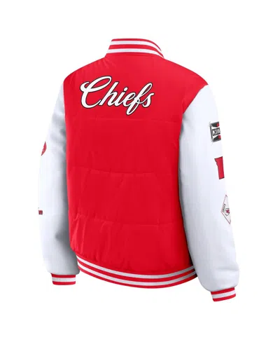 Wear By Erin Andrews Women's Red Kansas City Chiefs Varsity Full-snap Puffer Jacket In Red