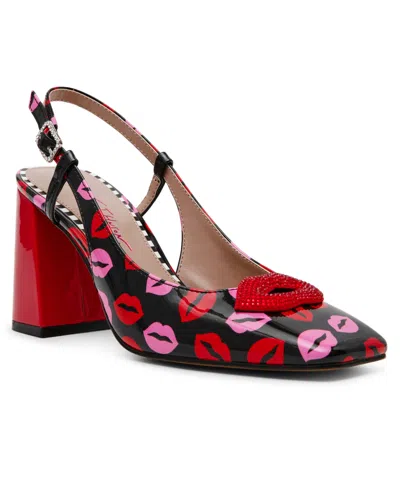 Betsey Johnson Women's Ashhley Novelty Lips Slingback Block-heel Pumps In Multi