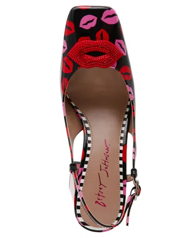Betsey Johnson Women's Ashhley Novelty Lips Slingback Block-heel Pumps In Multi