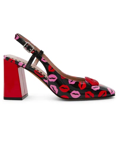 Betsey Johnson Women's Ashhley Novelty Lips Slingback Block-heel Pumps In Multi