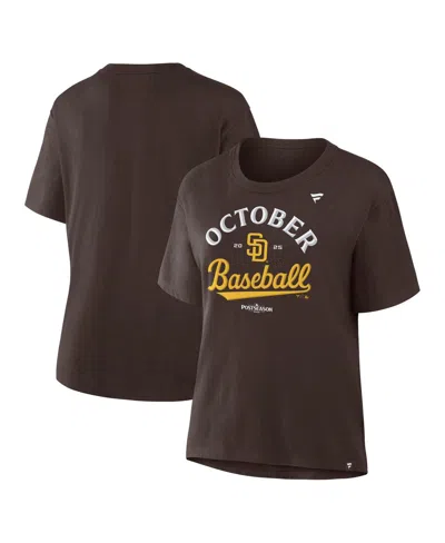 Fanatics Women's Brown San Diego Padres 2025 Mlb Postseason Locker Room T-shirt In Brown