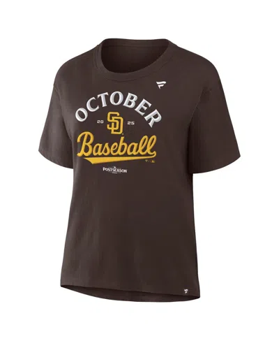Fanatics Women's Brown San Diego Padres 2025 Mlb Postseason Locker Room T-shirt In Brown
