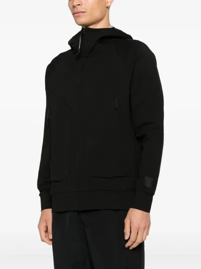 C.p. Company Sweatshirts Hooded Open In Black