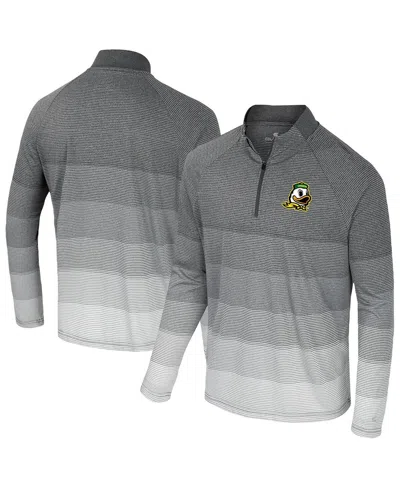 Colosseum Men's Gray Oregon Ducks Ai Striped Mesh Quarter-zip Raglan Windshirt Jacket In Gray