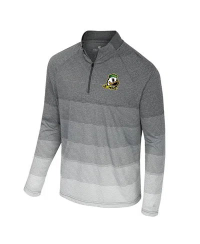 Colosseum Men's Gray Oregon Ducks Ai Striped Mesh Quarter-zip Raglan Windshirt Jacket In Gray
