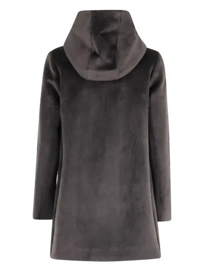Rrd Velour Buttoned Coat In Gray