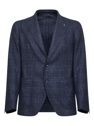 Tagliatore Blue Prince Of Wales Montecarlo Single-breasted Blazer In Blue