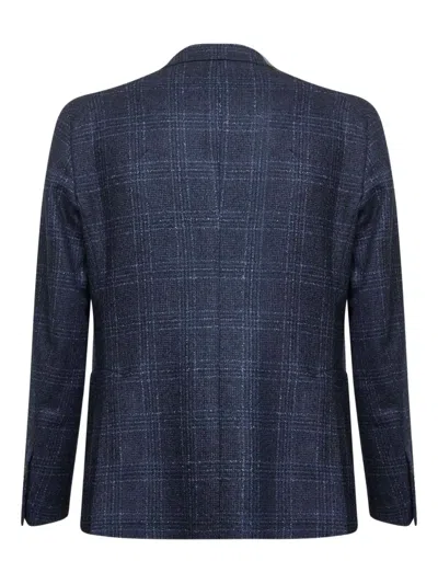 Tagliatore Blue Prince Of Wales Montecarlo Single-breasted Blazer In Blue