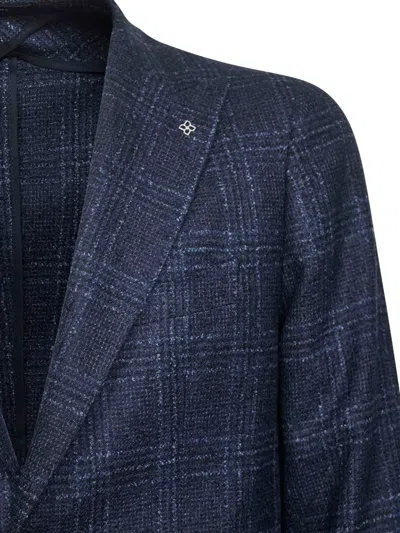Tagliatore Blue Prince Of Wales Montecarlo Single-breasted Blazer In Blue