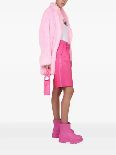 Msgm Faux Leather Bermuda Shorts In Pink