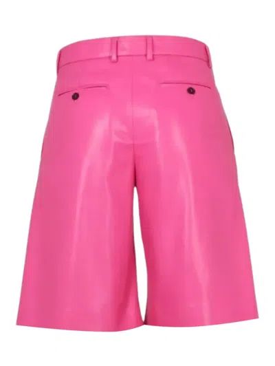 Msgm Faux Leather Bermuda Shorts In Pink
