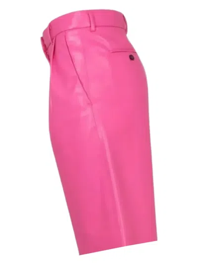 Msgm Faux Leather Bermuda Shorts In Pink