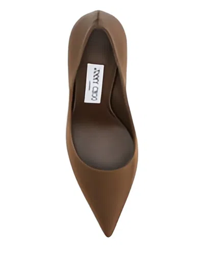 Jimmy Choo Pointed Toe Slip On Pumps In Brown