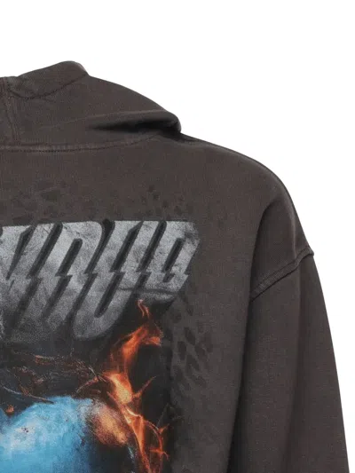 Dondup Cotton Print Sweatshirt In Gray