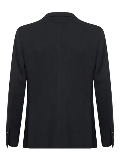 Tagliatore Log-detail Single-breasted Blazer In Black