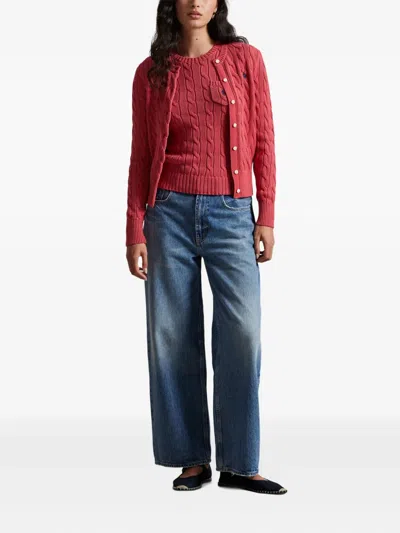 Polo Ralph Lauren Cable-knit Cotton Crewneck Cardigan In Multi