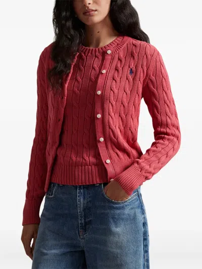 Polo Ralph Lauren Cable-knit Cotton Crewneck Cardigan In Multi