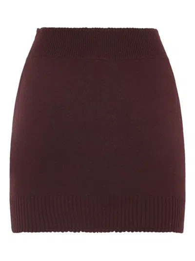 Chloé Bordeaux Diamondpattern Wool Miniskirt In Red