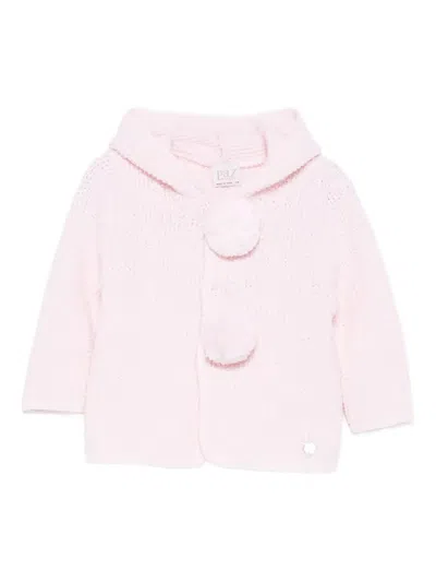 Paz Rodriguez Hooded Pom-pom Cardigan In Pink
