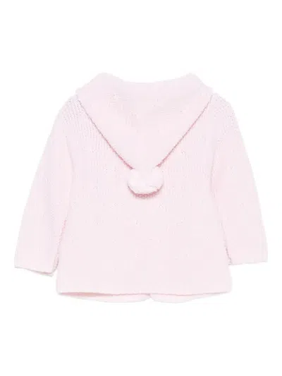 Paz Rodriguez Hooded Pom-pom Cardigan In Pink