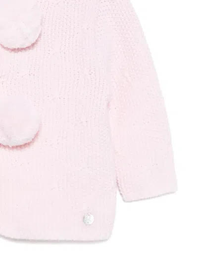 Paz Rodriguez Hooded Pom-pom Cardigan In Pink