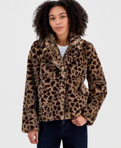 Bcx Juniors' Faux-fur Blazer In Animal Print