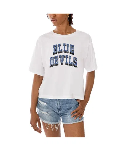 Gameday Couture Women's White Duke Blue Devils Claim To Fame Boxy Cropped T-shirt In White