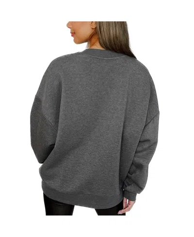 Gameday Couture Women's Heather Charcoal Ole Miss Rebels Oversized Distressed Fleece Pullover Sweatshirt In Gray