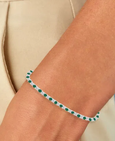 Macy's Round-cut Cubic Zirconia Bracelet In Sterling Silver In Green