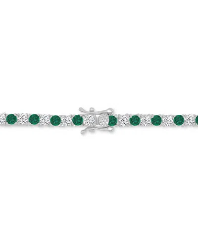Macy's Round-cut Cubic Zirconia Bracelet In Sterling Silver In Green