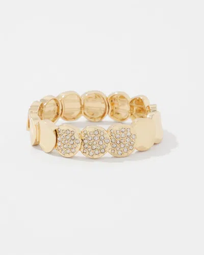 White House Black Market Pave Discs Stretch Bracelet |  In Gold