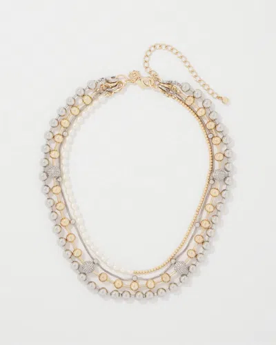 White House Black Market Mixed Metal + Glass Pearl Convertible Necklace |